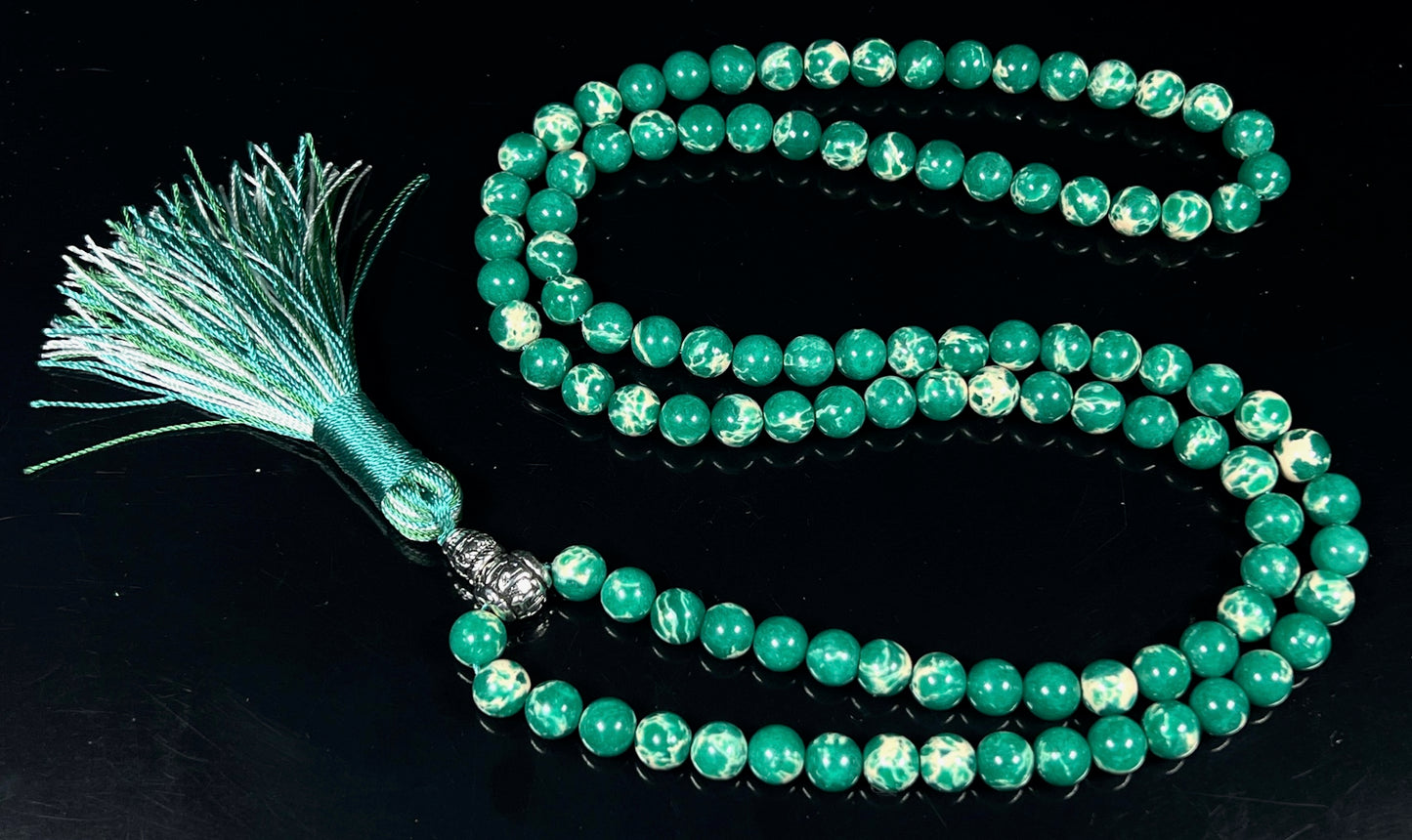 Tide & Stone Mala Necklace | Sea Sediment Jasper | 108 Beads | DHARA
