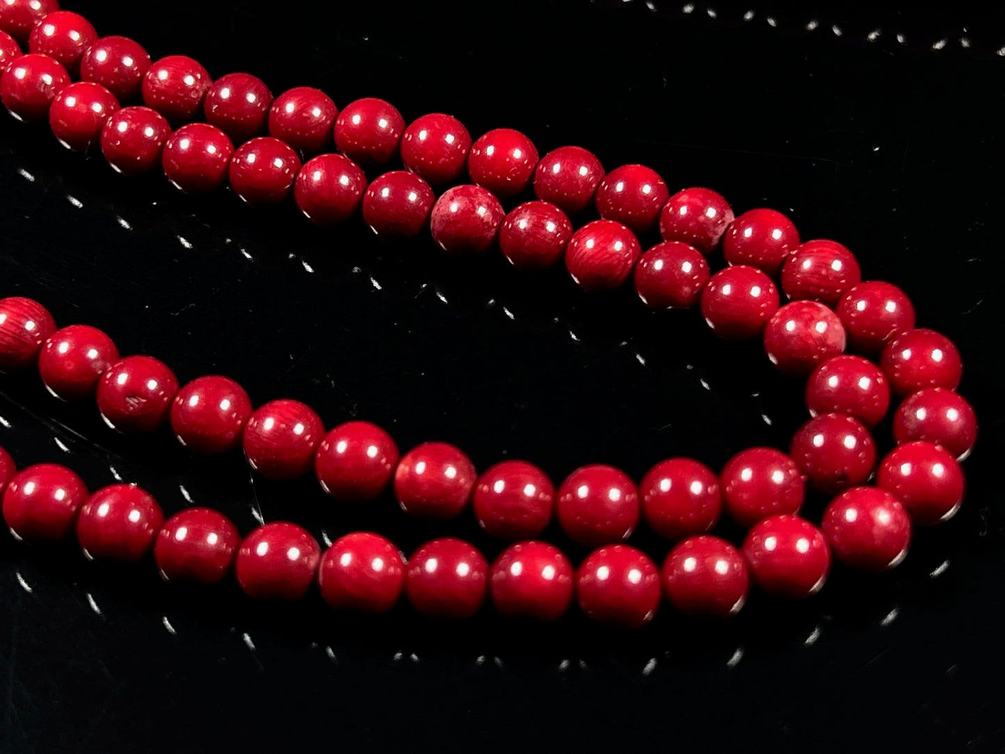 Red coral prayer beads japa mala necklace 6-7mm handmade 108+1 yoga meditation beads. Buddhist karma rosary for nirvana chanting om awakening chakra kundalini - w/Velvet Pouch