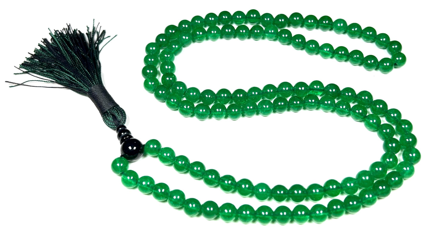 Handmade Agate Mala Beads Necklace with Black Onyx Guru Bead – 108 Beads – 8mm – Multicolor Options – Chakra Balancing & Zodiac Birthstone – Meditation Jewelry