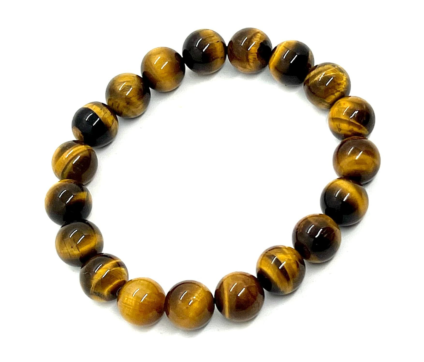 AWAKEN YOUR KUNDALINI Grounding Tiger's Eye Stitch Bracelet, Solar Plexus Chakra, Leo Birthstone, 10mm Beads