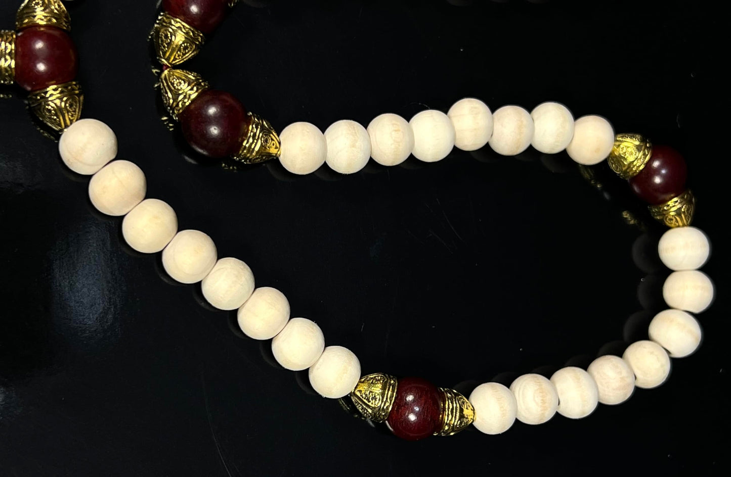 Rosewood & Tulsi Half Mala Necklace | 54+1 Beads | ARANYA Collection