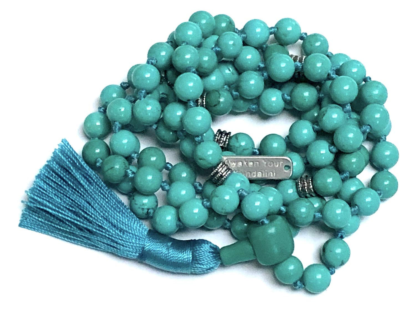Natural Turquoise Gemstone Mala Necklace, Boho Style, Handmade Jewelry, Healing Properties, Communication