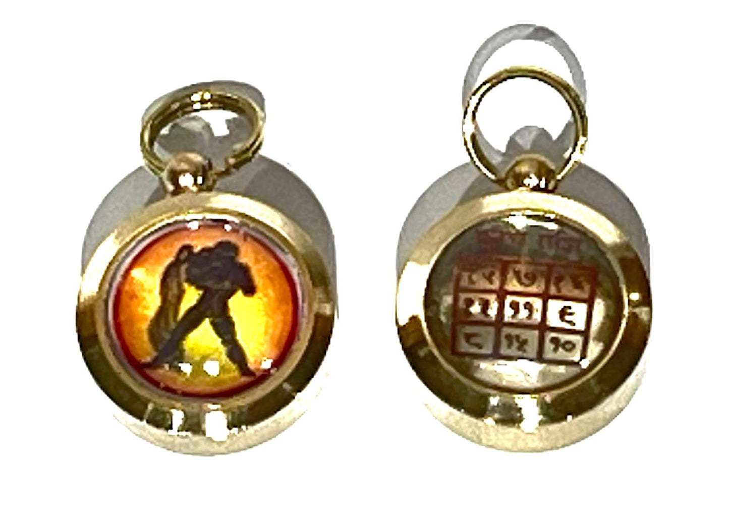 Zodiac Constellation Pendant Necklace - Sun Sign Amulet - Rashi Yantra Pendant - 3/4 Inch Brass Pendant with Zodiac Yantra