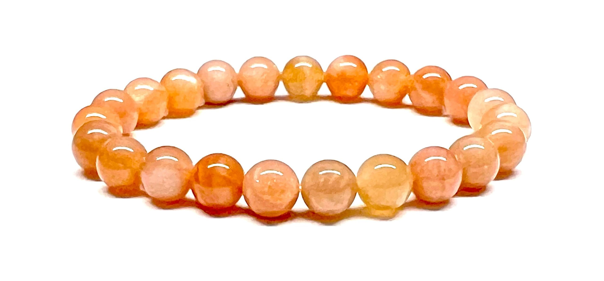 Sunstone Stretch Bracelet 8mm Beads Hand-Knotted Handmade USA ADITYA Collection Sacral Chakra Confidence Sensuality Radiance Golden Solar Energy Crystal Healing Natural Stone AYK