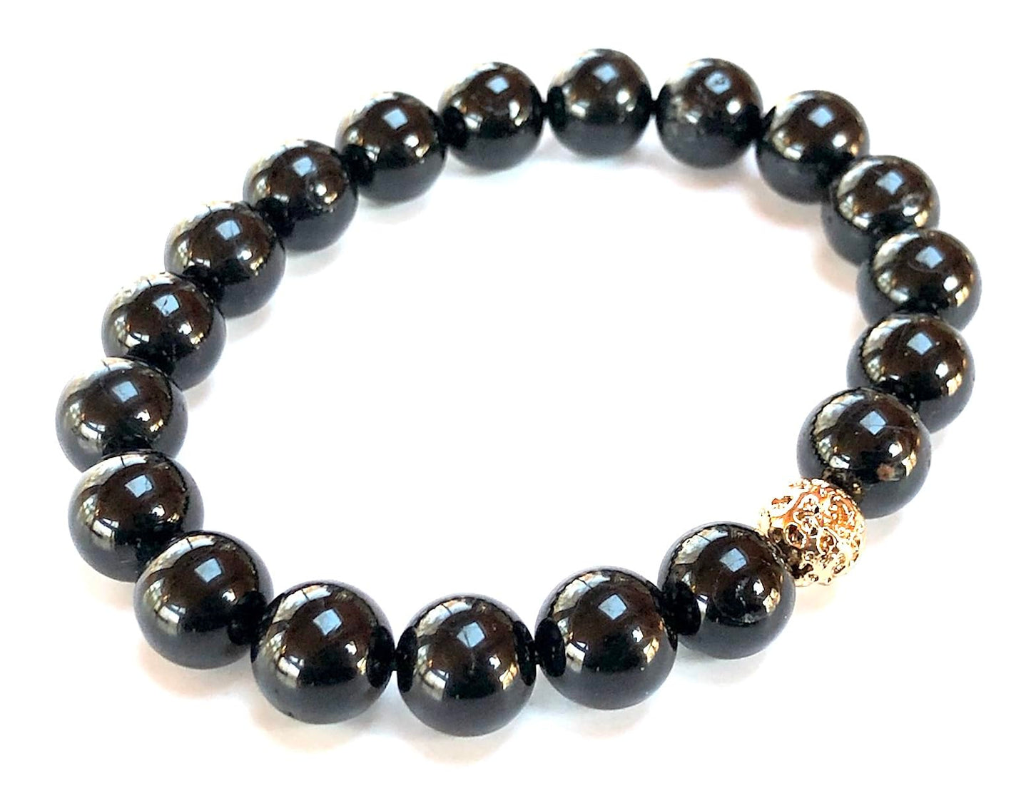 VESTA Black Tourmaline & Lava Bead Stretch Bracelet | Grounding, Protection & Spiritual Power | Root Chakra | Unisex Energy Bracelet | Handmade in USA