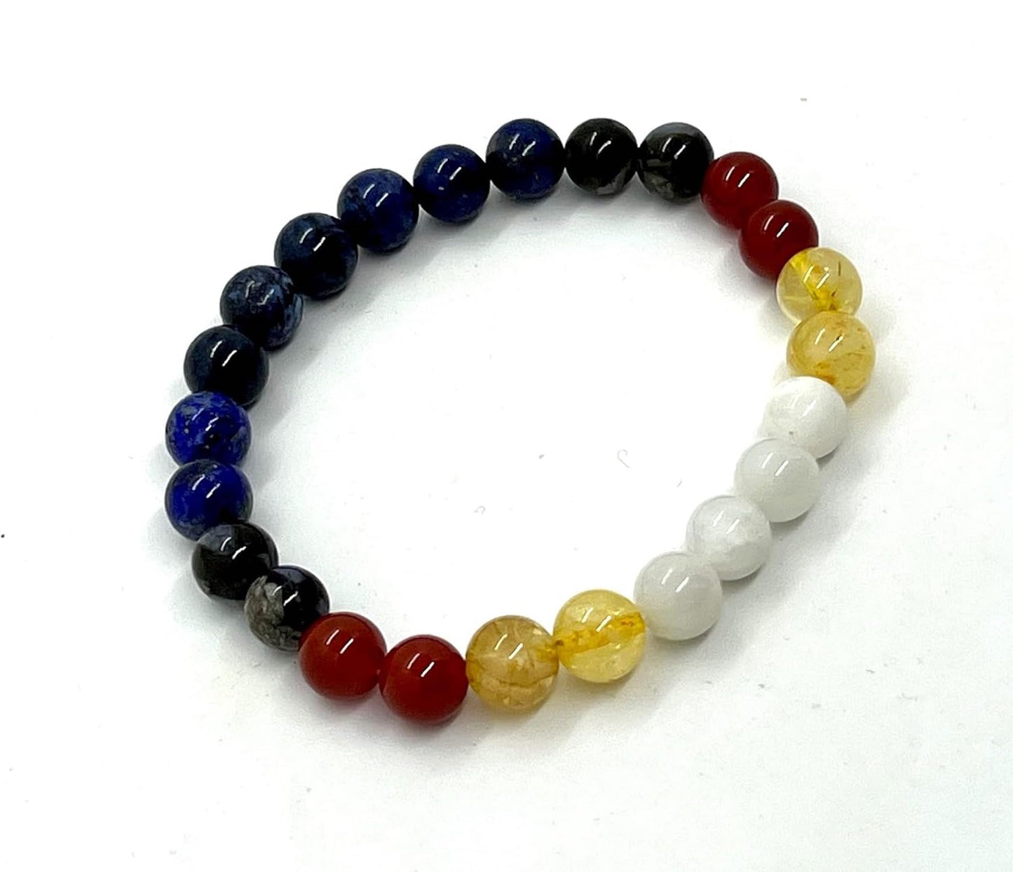 Embrace Balance & Grounded Energy: Virgo Constellation Bracelet (8mm) - Multi-Chakra Alignment, Moonstone, Lapis Lazuli, Red Carnelian, Citrine (Birthstone), Apache Tear