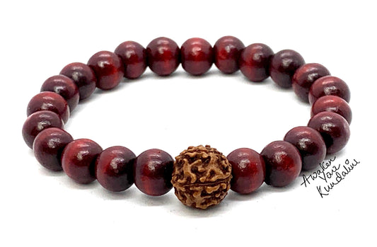 Rosewood Bracelet with 7 Mukhi Rudraksha | ARANYA Collection