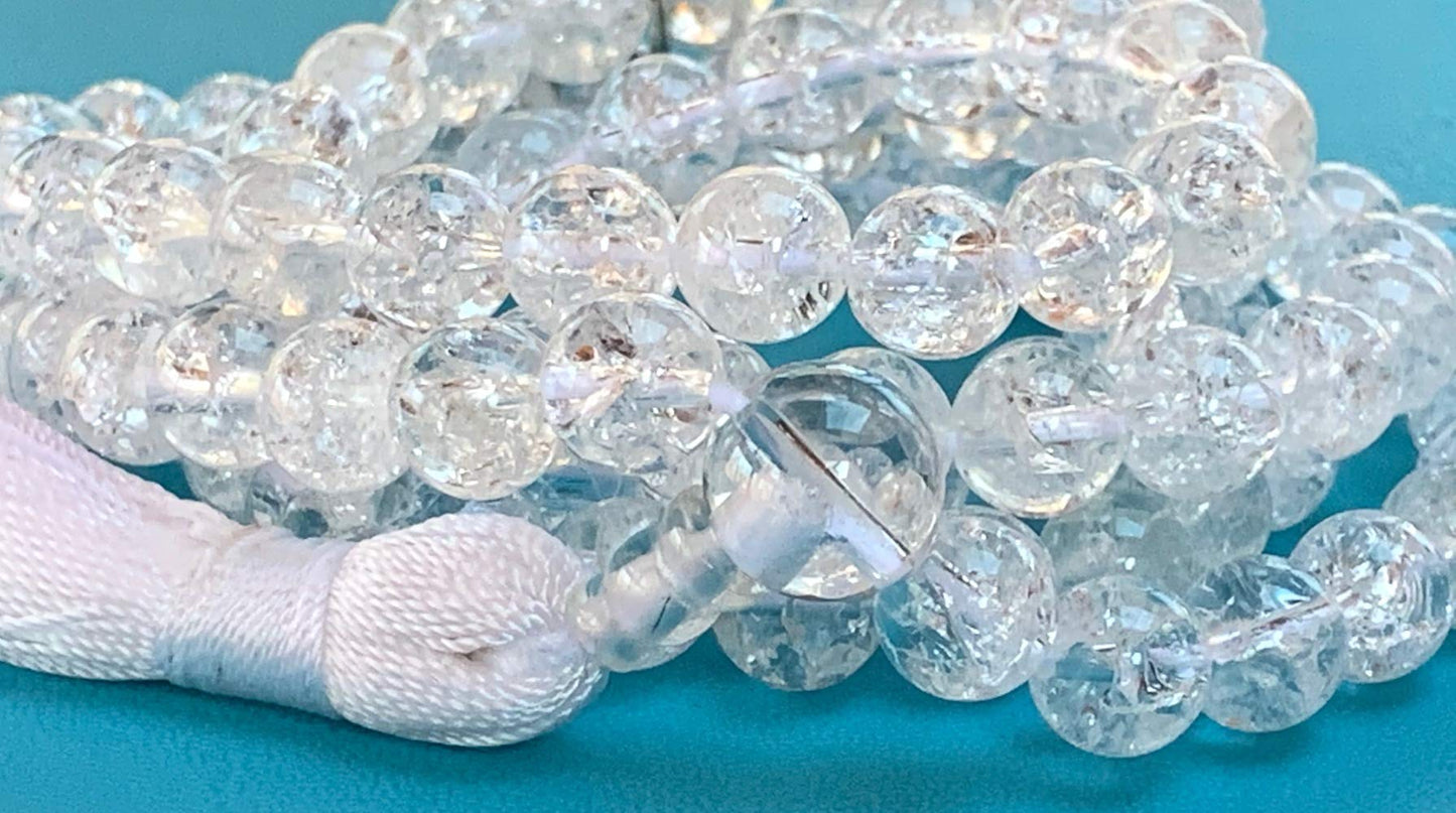Crackled Quartz Mala Beads Necklace
