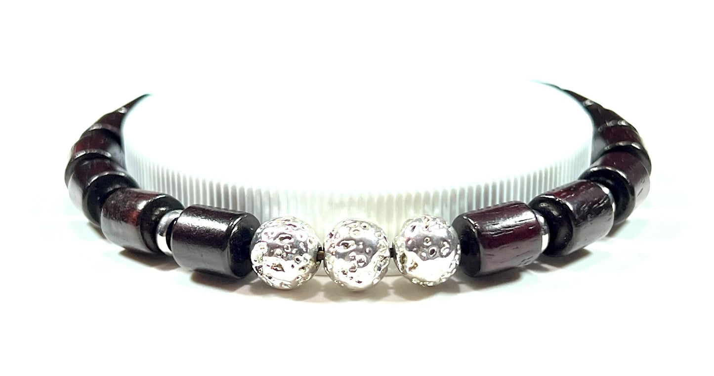 Rosewood & Lava Bracelet | Silver-Coated lava | VULCAN & ARANYA Collection
