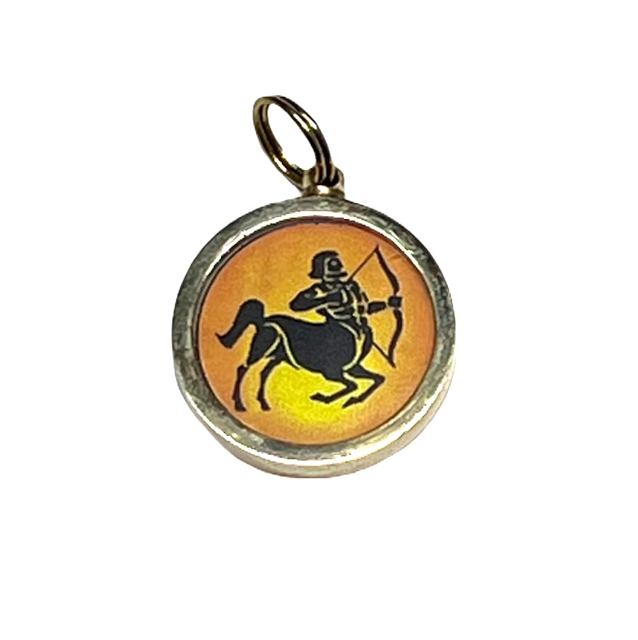 Zodiac Constellation Pendant Necklace - Sun Sign Amulet - Rashi Yantra Pendant - 1 Inch Brass Pendant with Zodiac Yantra
