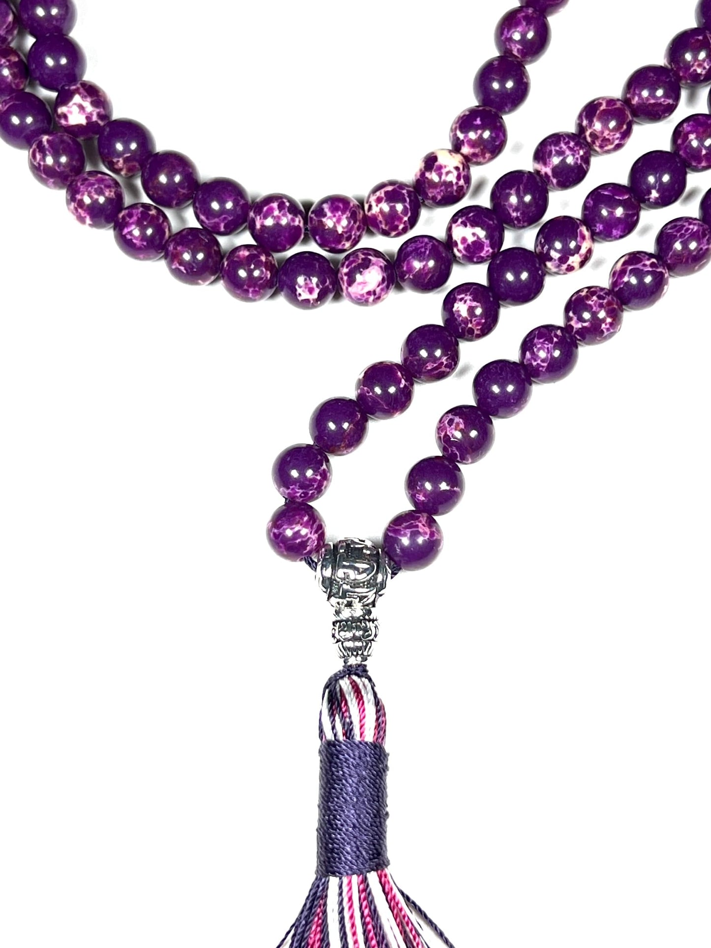 Sea Sediment Jasper Mala Beads Necklace