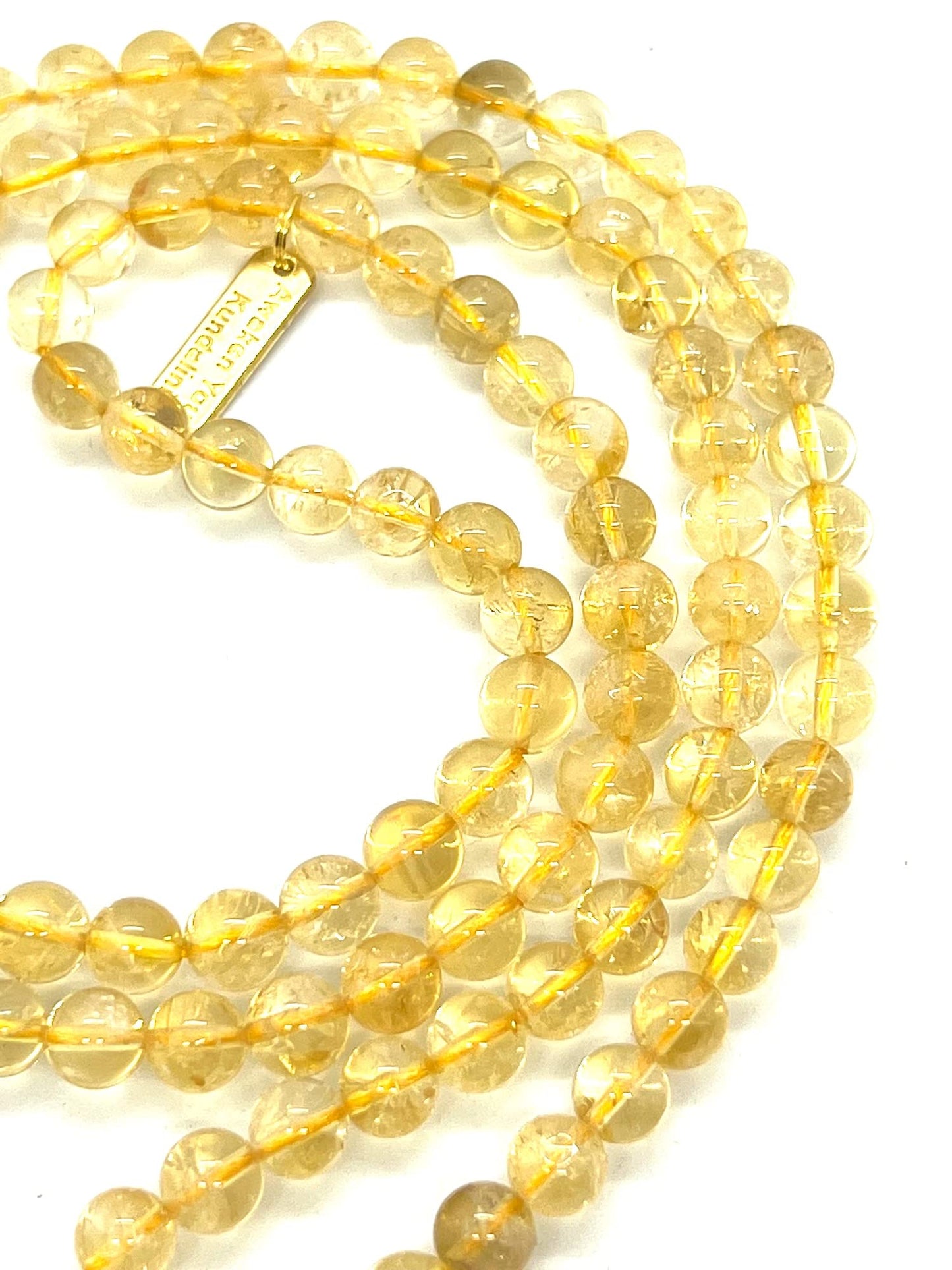 Citrine Mala Beads Necklace – Solar Plexus Chakra (Manipura) Confidence & Joy