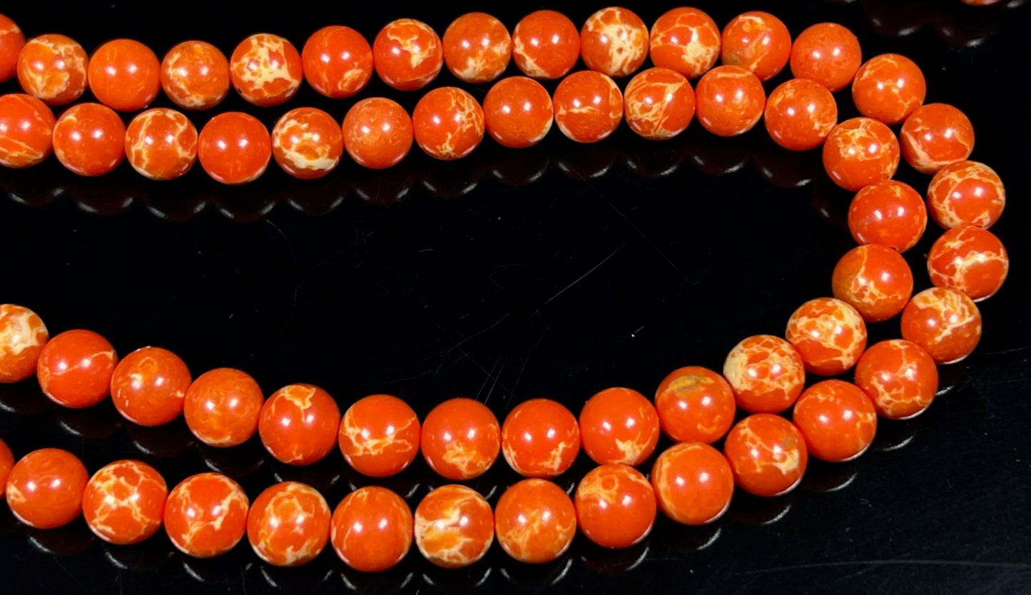 Sea Sediment Jasper Mala Beads Necklace