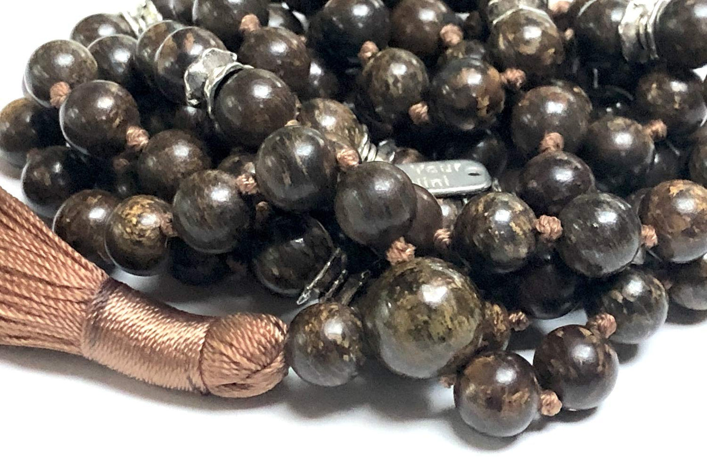 Hand-knotted Bronzite Mala Necklace, 8mm 108 Beads, Gemini and Leo Birthstone, Root Chakra Healing