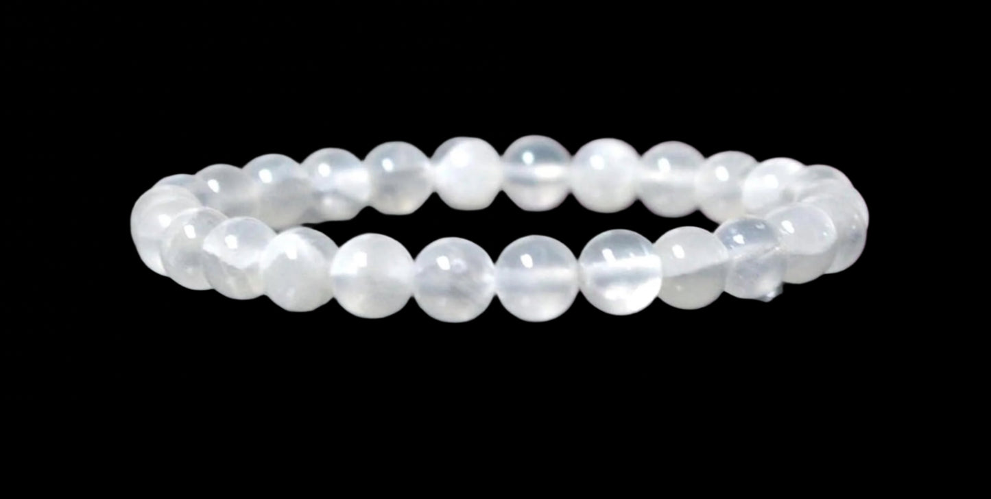 Cleanse & Uplift: Selenite Stretch Bracelet (8mm Beads) - Taurus & Gemini Birthstone & Crown Chakra Harmony