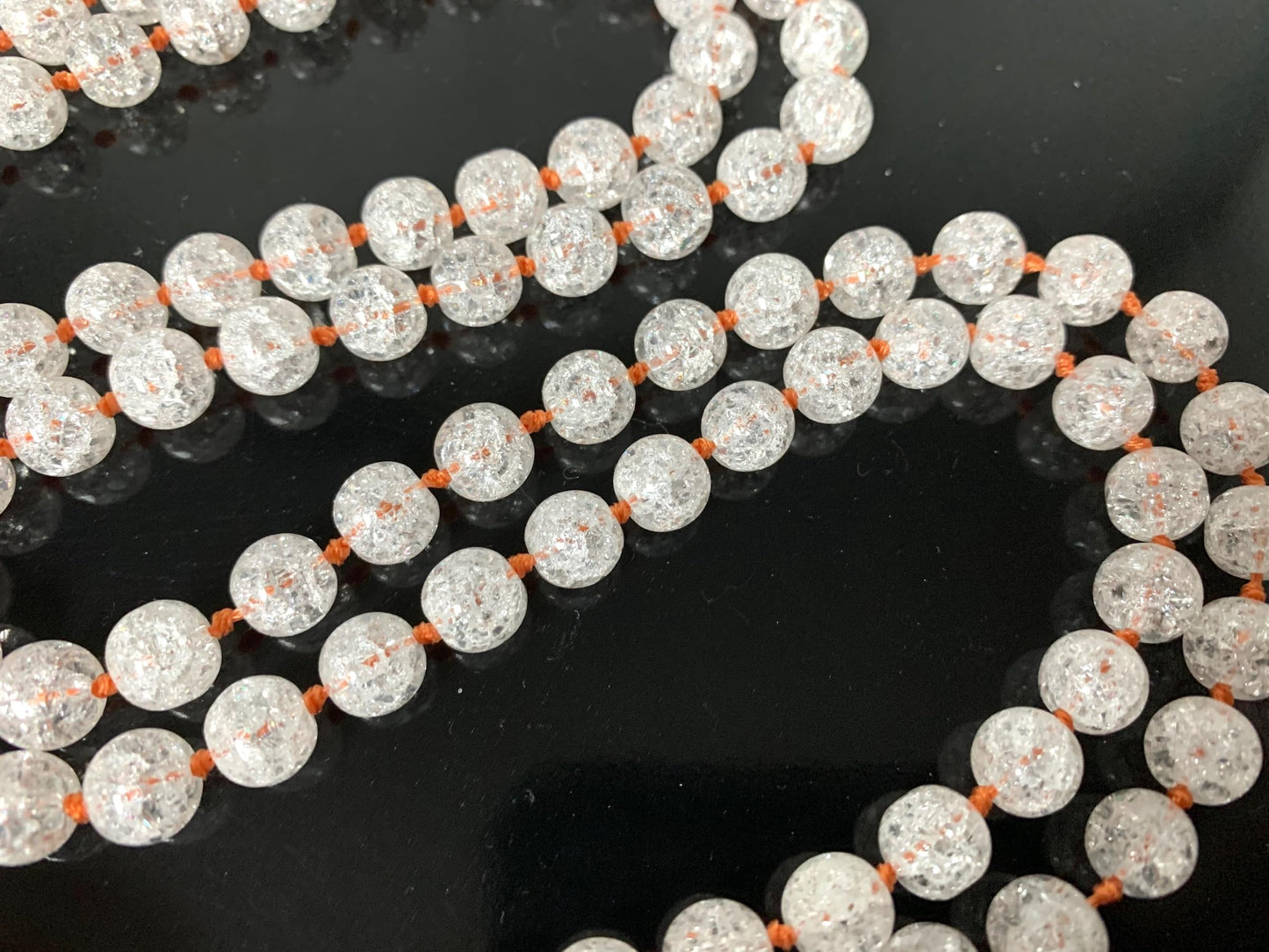 Hand Knotted Crackled Crystal Quartz Mala Necklace with
