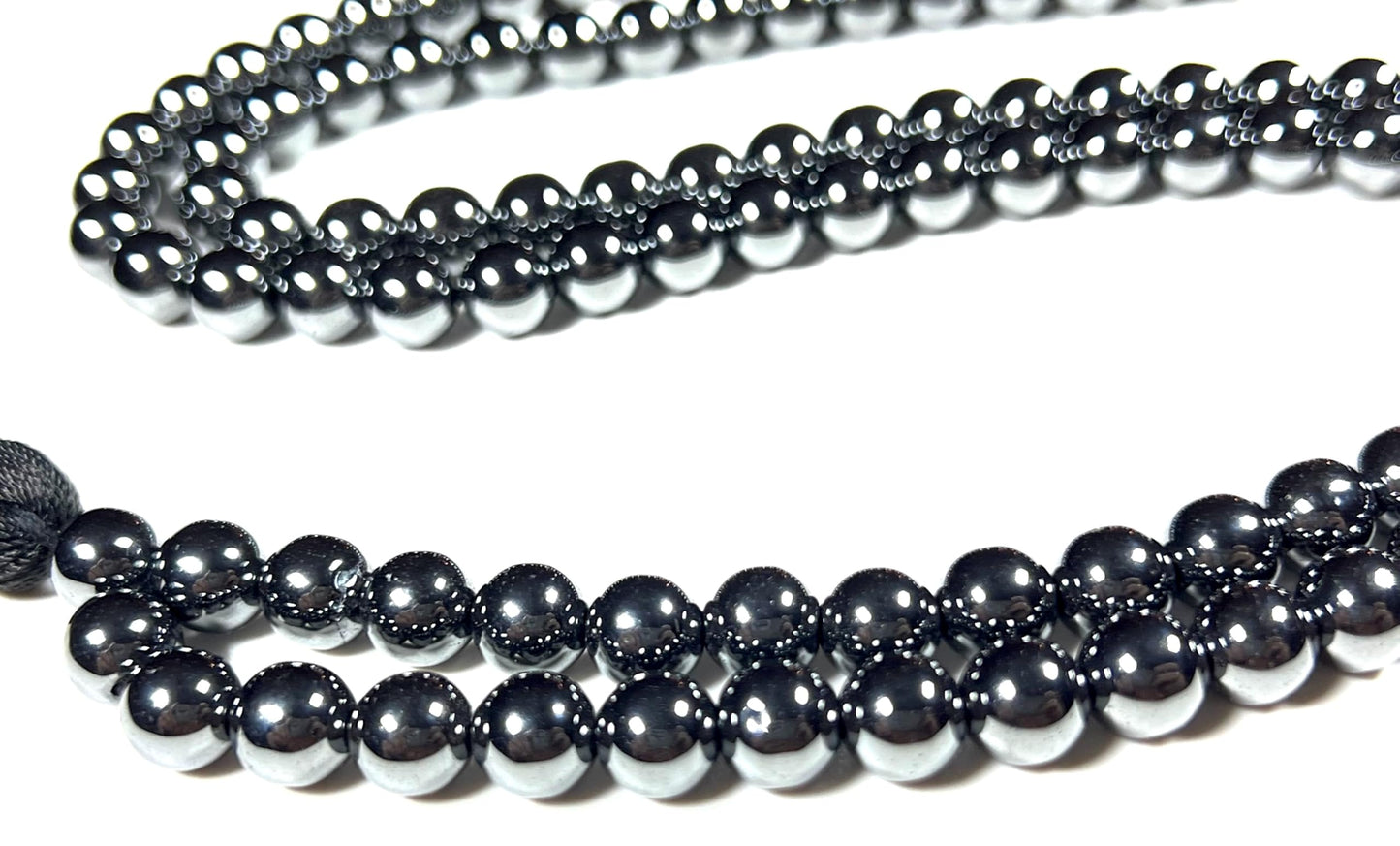 FEROX Hematite Mala Necklace | 108 Hand-Knotted 8mm Beads for Grounding, Protection & Root Chakra Healing | Confidence Crystal | Handmade in USA