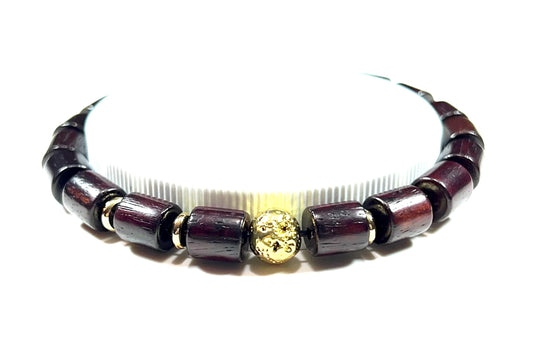 Rosewood & Lava Beaded Stretch Bracelet | ARANYA Collection