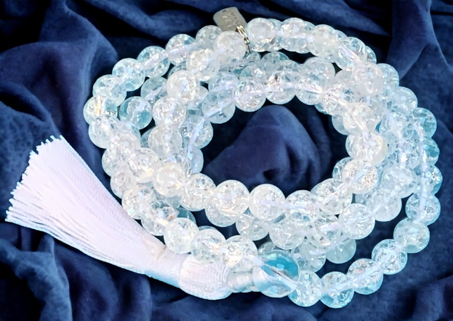 Crackled Quartz Mala Beads Necklace