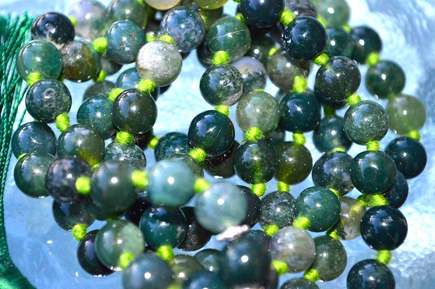 108 Beads Moss Agate Mala Beads Necklace