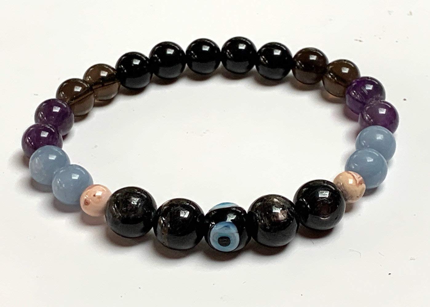 Crystals for Bereavement, Grief support Healing Bracelet for Loss, Grief bracelet, Remembrance, Bereavement gift - Rhodochrosite, Jet, Amethyst, Apache Tear, Angelite, Mala Beads Bracelet