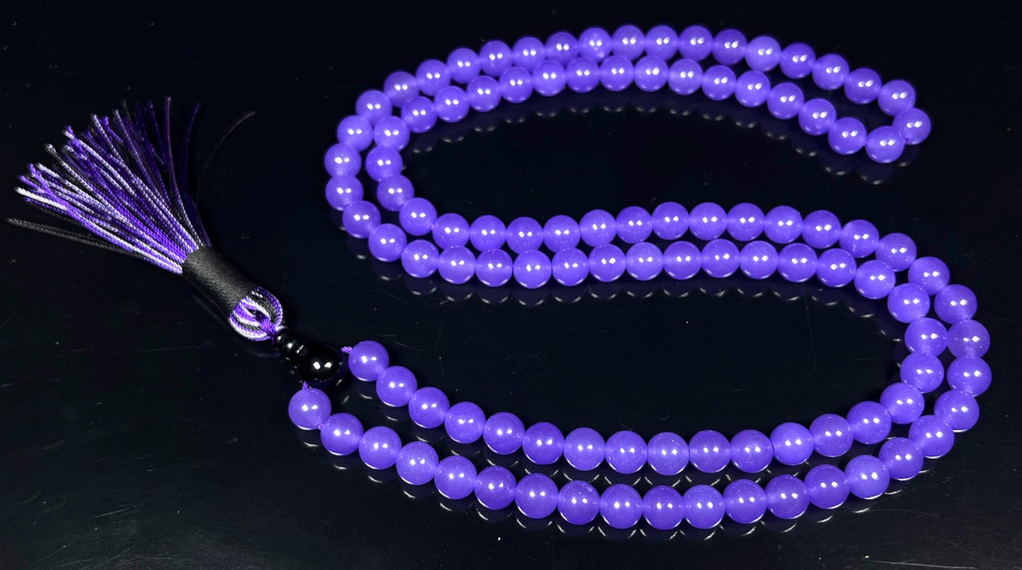 Handmade Agate Mala Beads Necklace with Black Onyx Guru Bead – 108 Beads – 8mm – Multicolor Options – Chakra Balancing & Zodiac Birthstone – Meditation Jewelry
