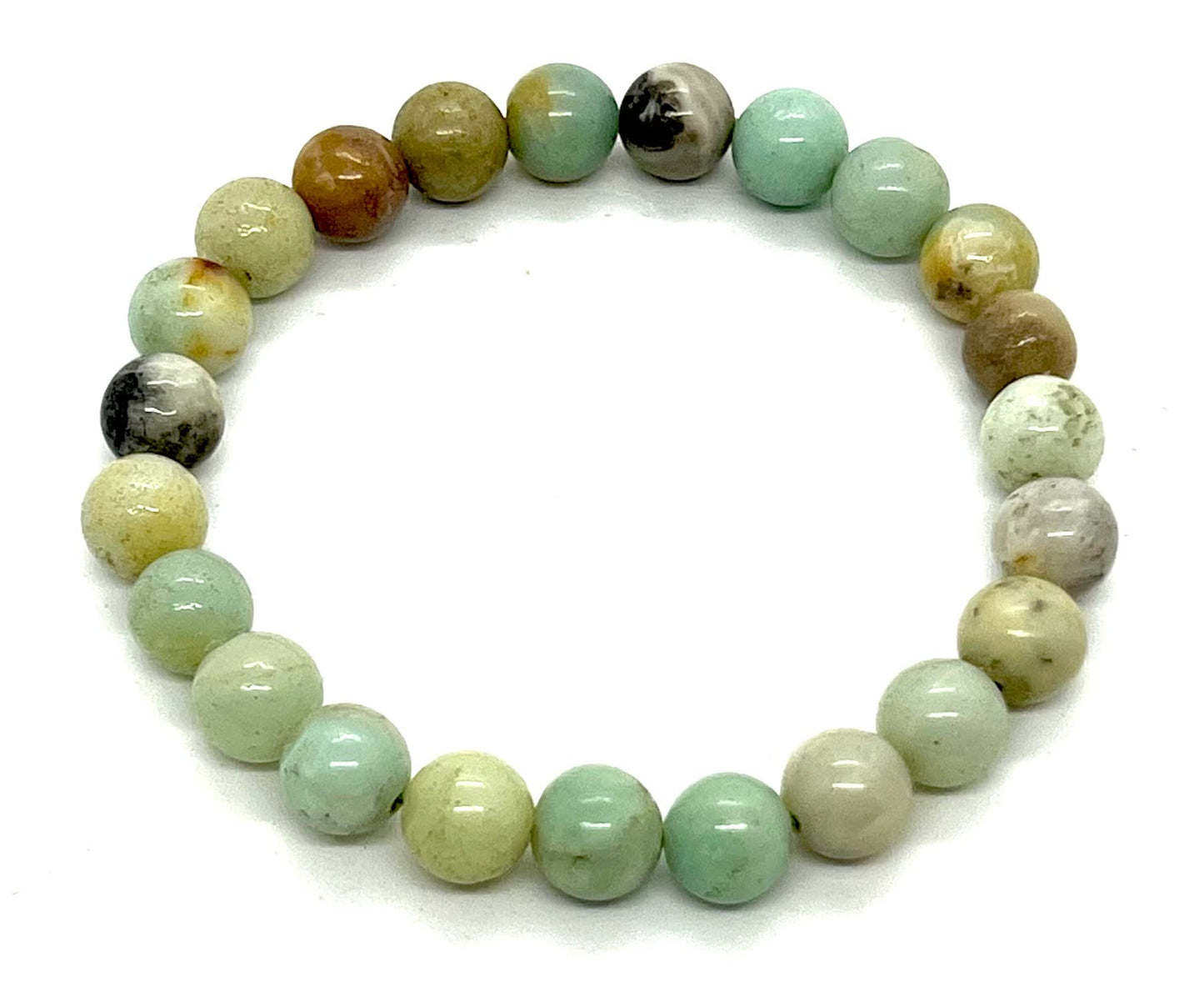 AWAKEN YOUR KUNDALINI Amazonite Stretch Bracelet, 8mm Beads, Virgo Birthstone, Heart Chakra
