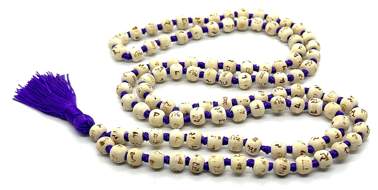 Handmade Tulsi Mala Beads Necklace – 8mm Beads with "Ram" Inscription – Multicolor Options – Chakra Balancing & Zodiac Birthstones – Meditation Jewelry