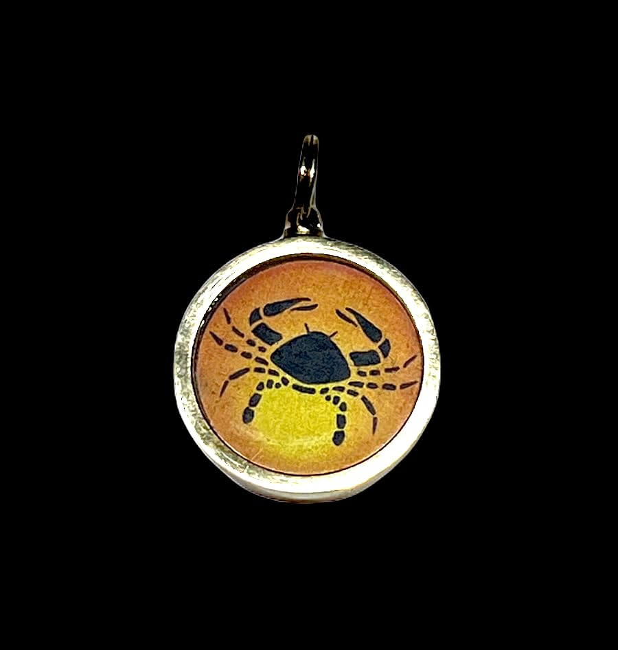 Zodiac Constellation Pendant Necklace - Sun Sign Amulet - Rashi Yantra Pendant - 1 Inch Brass Pendant with Zodiac Yantra