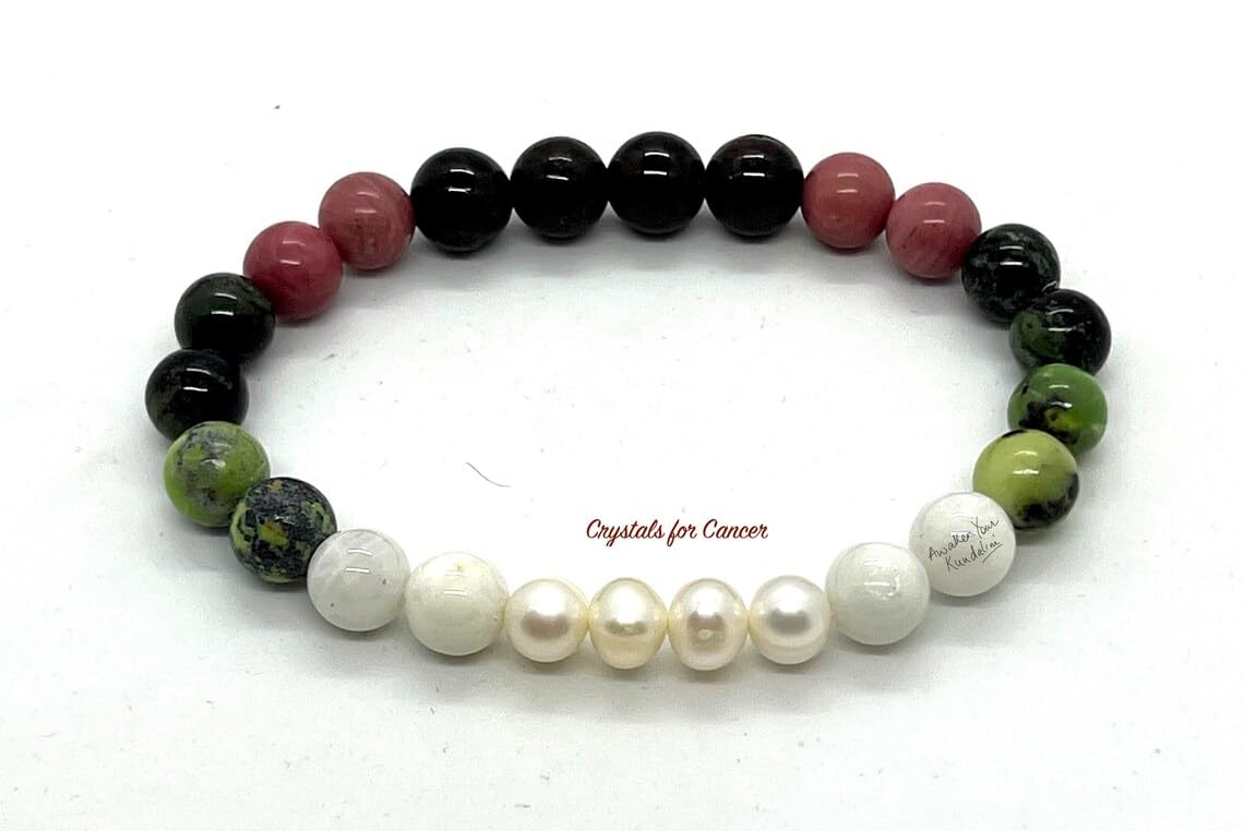 Cancer Birthstone Bracelet - Embrace Harmony & Emotional Balance - Multi-Chakra Alignment - Wrist Size 7.5 Inches