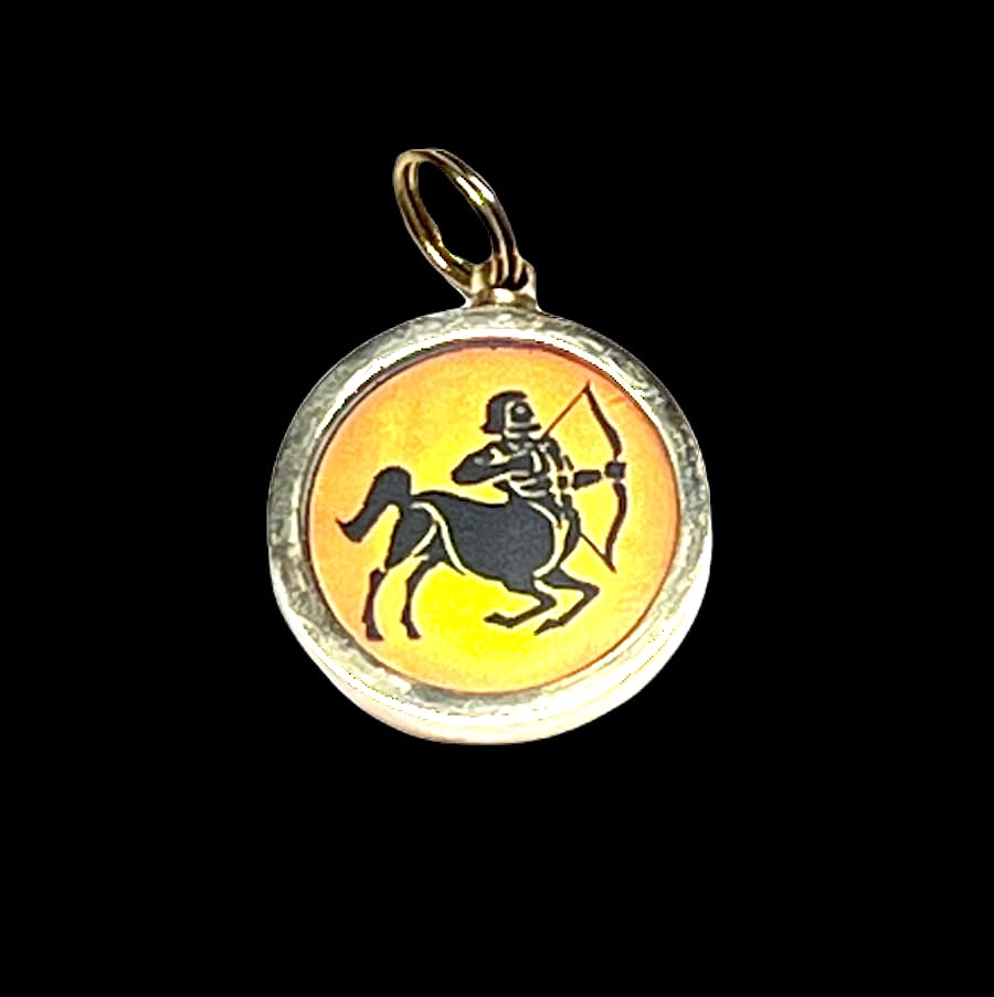 Zodiac Constellation Pendant Necklace - Sun Sign Amulet - Rashi Yantra Pendant - 1 Inch Brass Pendant with Zodiac Yantra