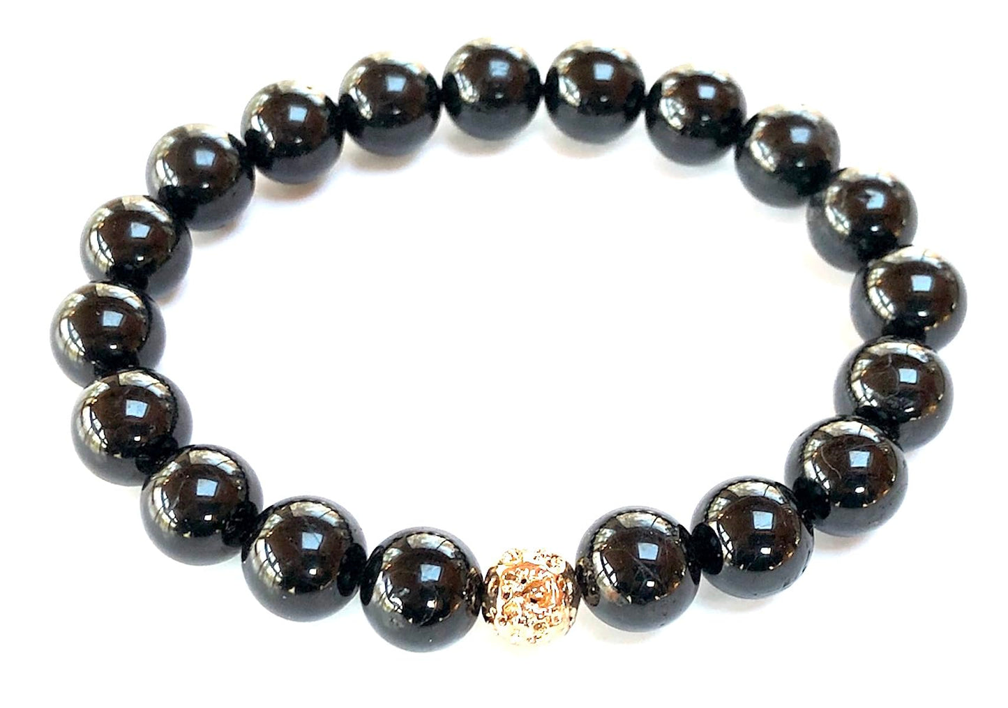 VESTA Black Tourmaline & Lava Bead Stretch Bracelet | Grounding, Protection & Spiritual Power | Root Chakra | Unisex Energy Bracelet | Handmade in USA