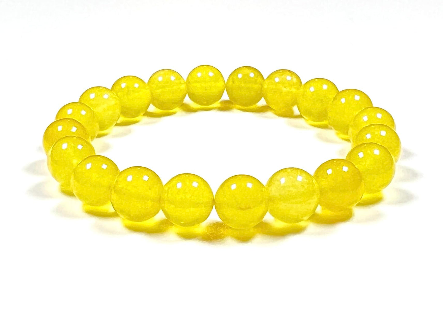 Attract Joy & Confidence: Yellow Jade Stretch Bracelet (10mm Beads) - Leo Birthstone & Solar Plexus Chakra Balance