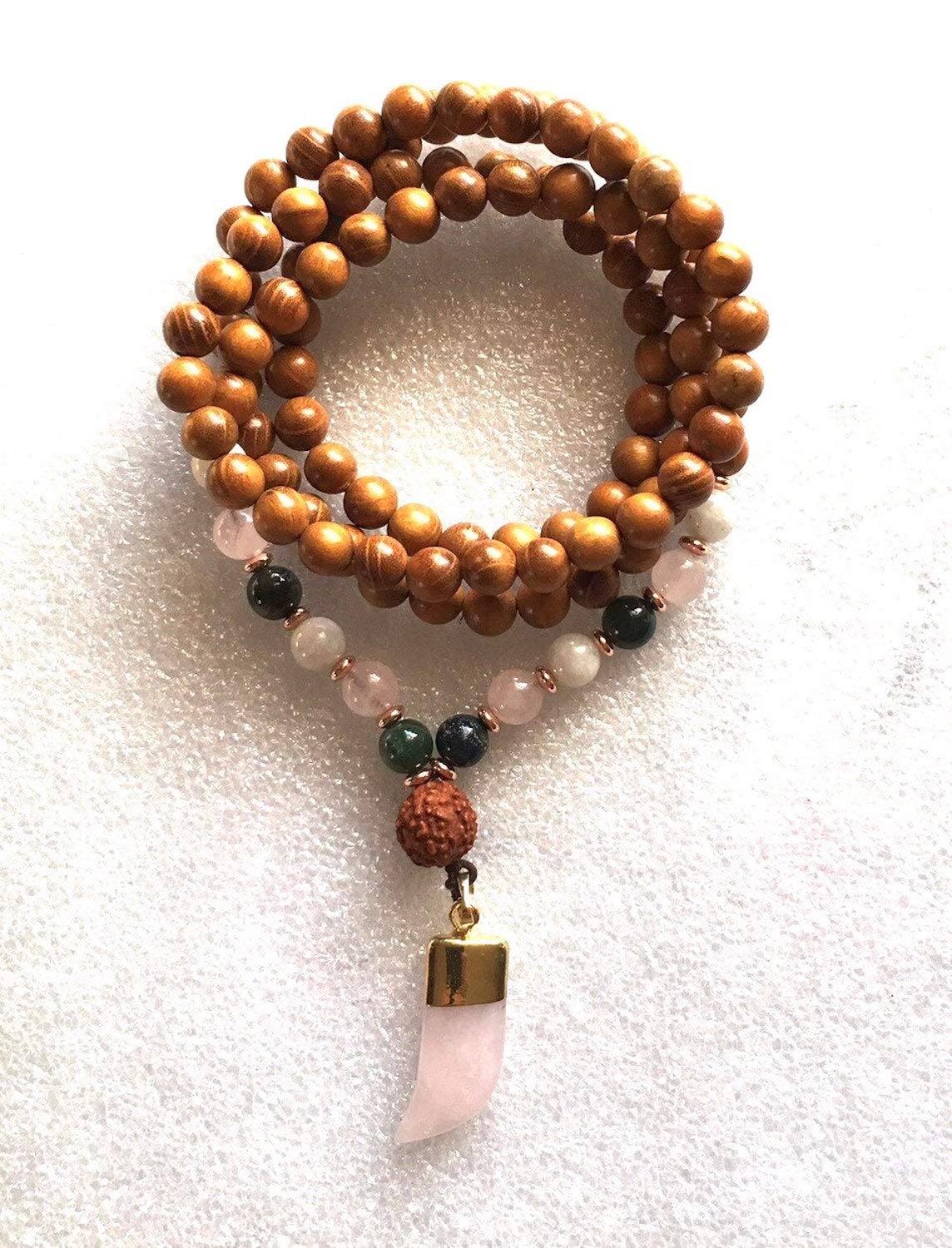 7 Chakra Wrap Mala Beads, 108 Wooden Mala Beads, Stretch Wrap Mala, Mala Necklace Without Tassel, Gemstone Wrap Mala