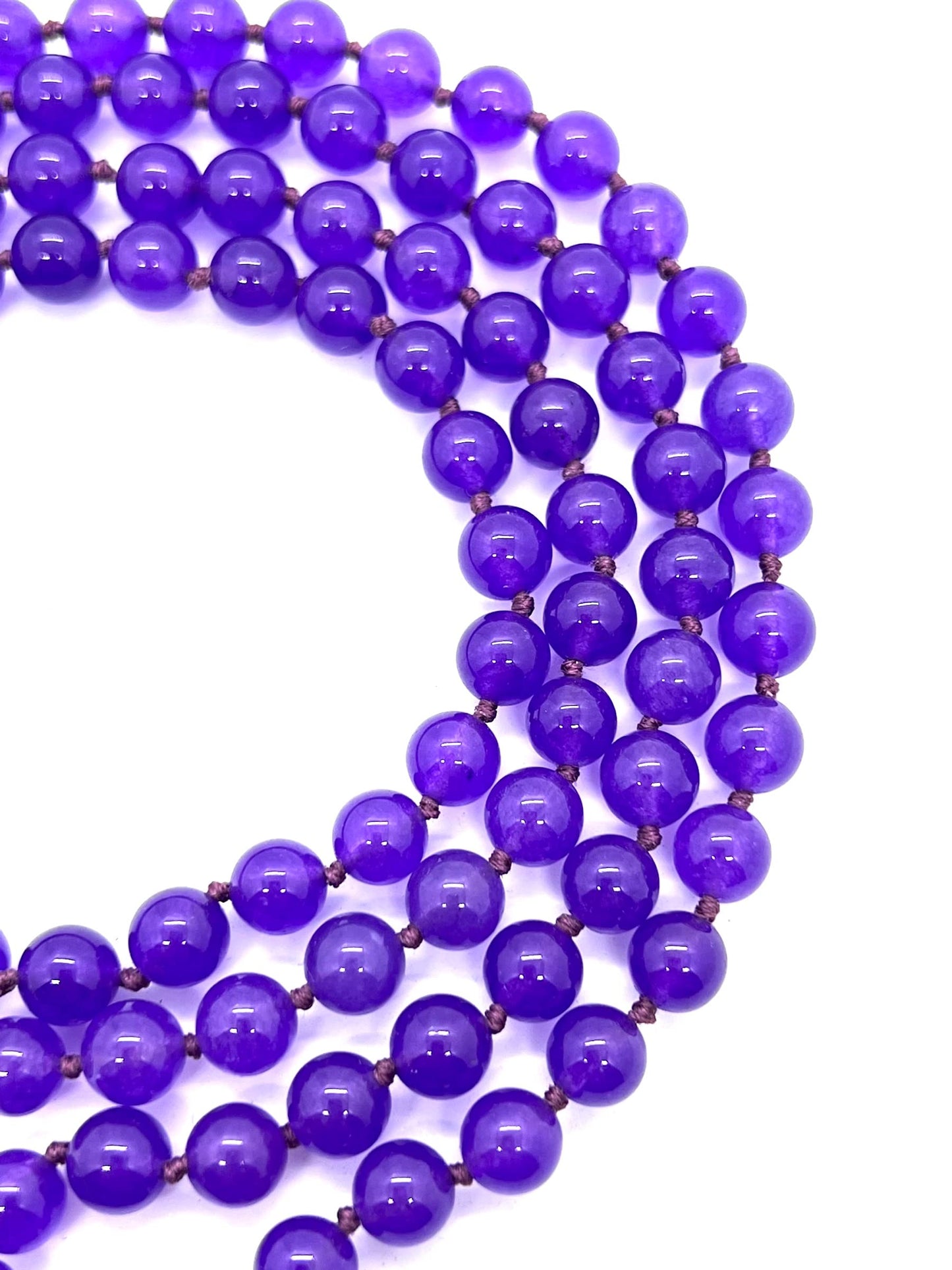Calming & Balancing Purple Jade Mala Necklace with Tassel (8mm 108 Beads) - Taurus & Libra Birthstone - Heart Chakra Harmony
