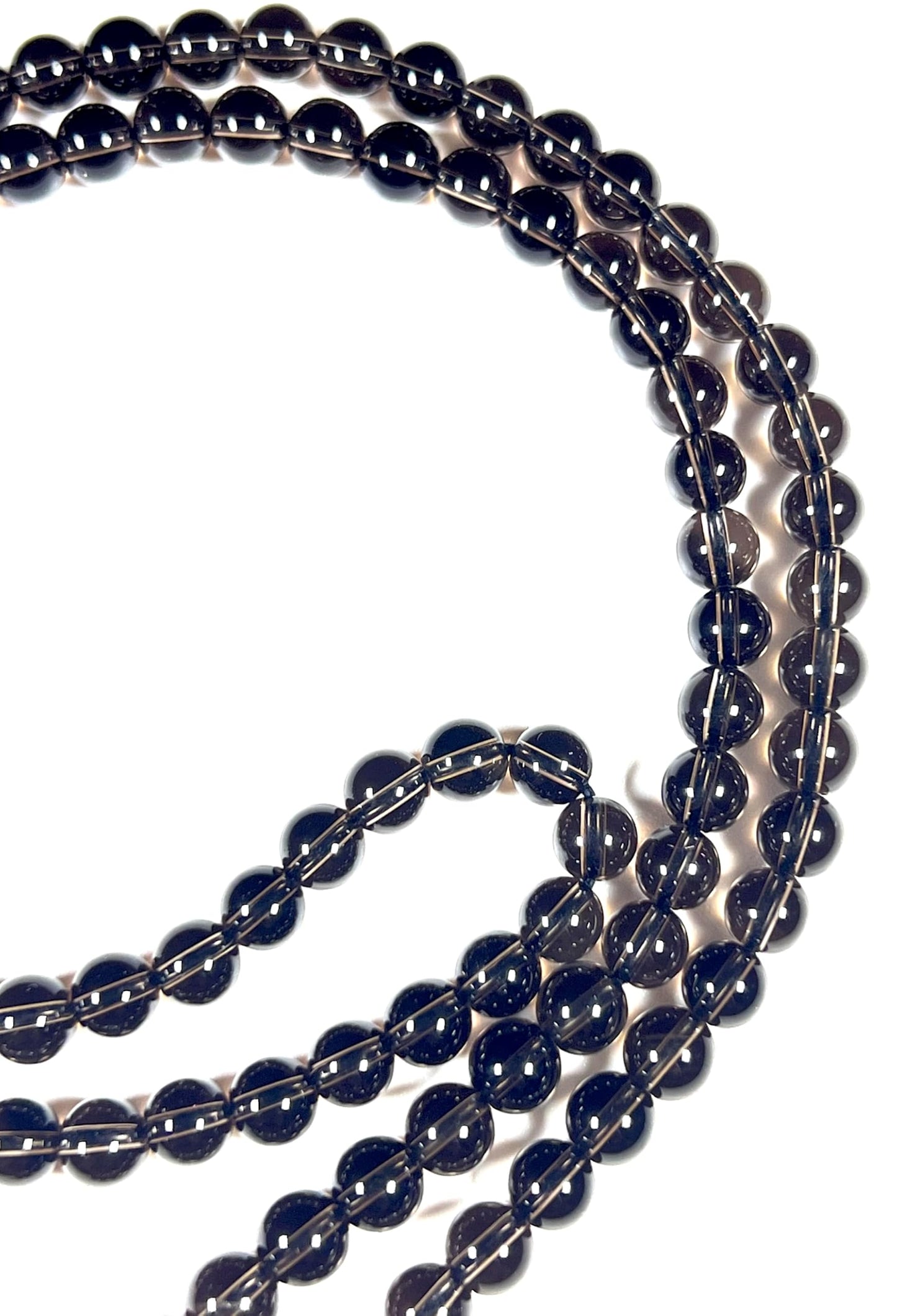 Handmade Smoky Quartz Mala Beads Necklace | 6mm & 8mm 108 Beads | Hand-Knotted Spiritual Energy Beads | Capricorn Birthstone & Root Chakra Connection