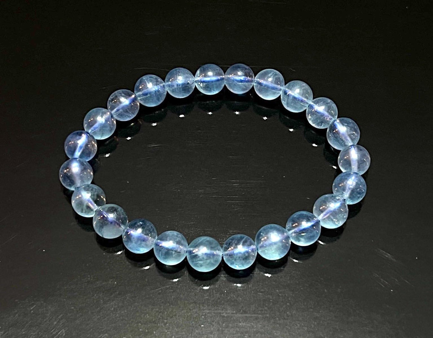 Serenity in Every Strand: Aquamarine Stretch Bracelet - March Birthstone, Pisces Astrological Sign, Throat Chakra