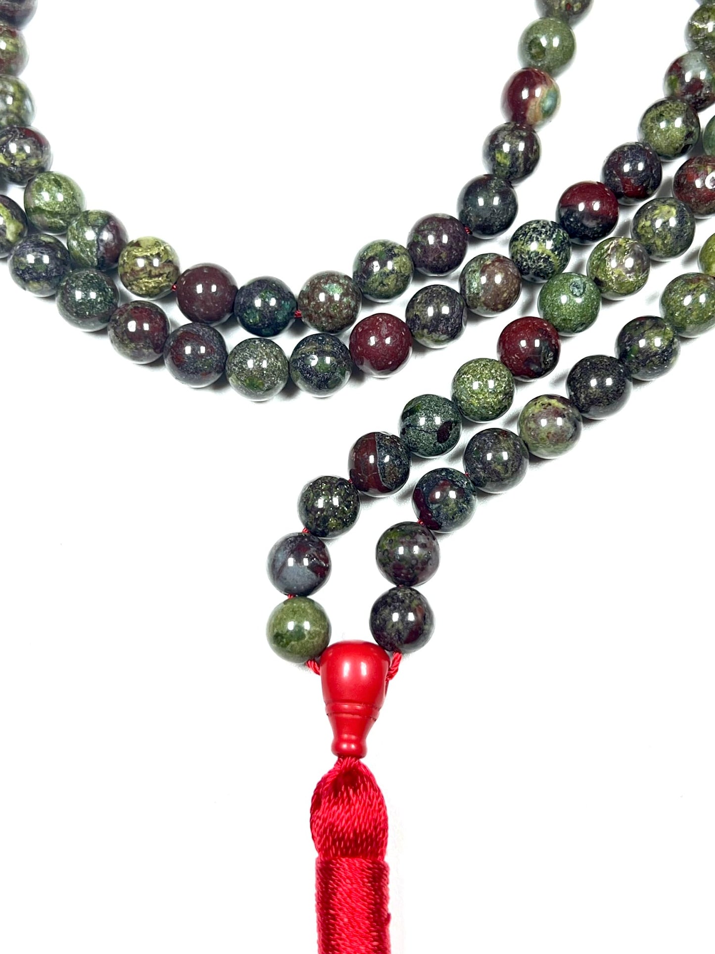 Bloodstone Jasper Mala Beads Necklace | 8mm | 108 Beads | Warrior’s Mala | Aries Birthstone & Root Chakra