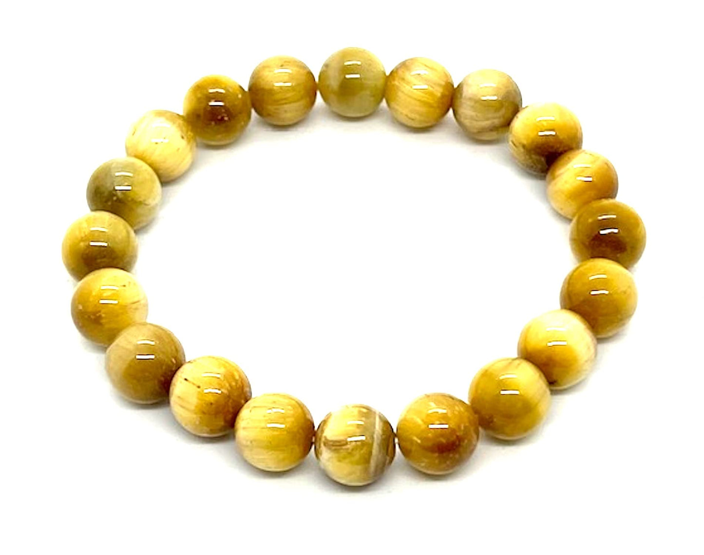 Golden Tiger's Eye Stretch Bracelet: Taurus & Leo Birthstone - Confidence & Grounding - Solar Plexus Chakra (10mm Beads, 7.5 Inch Wrist)