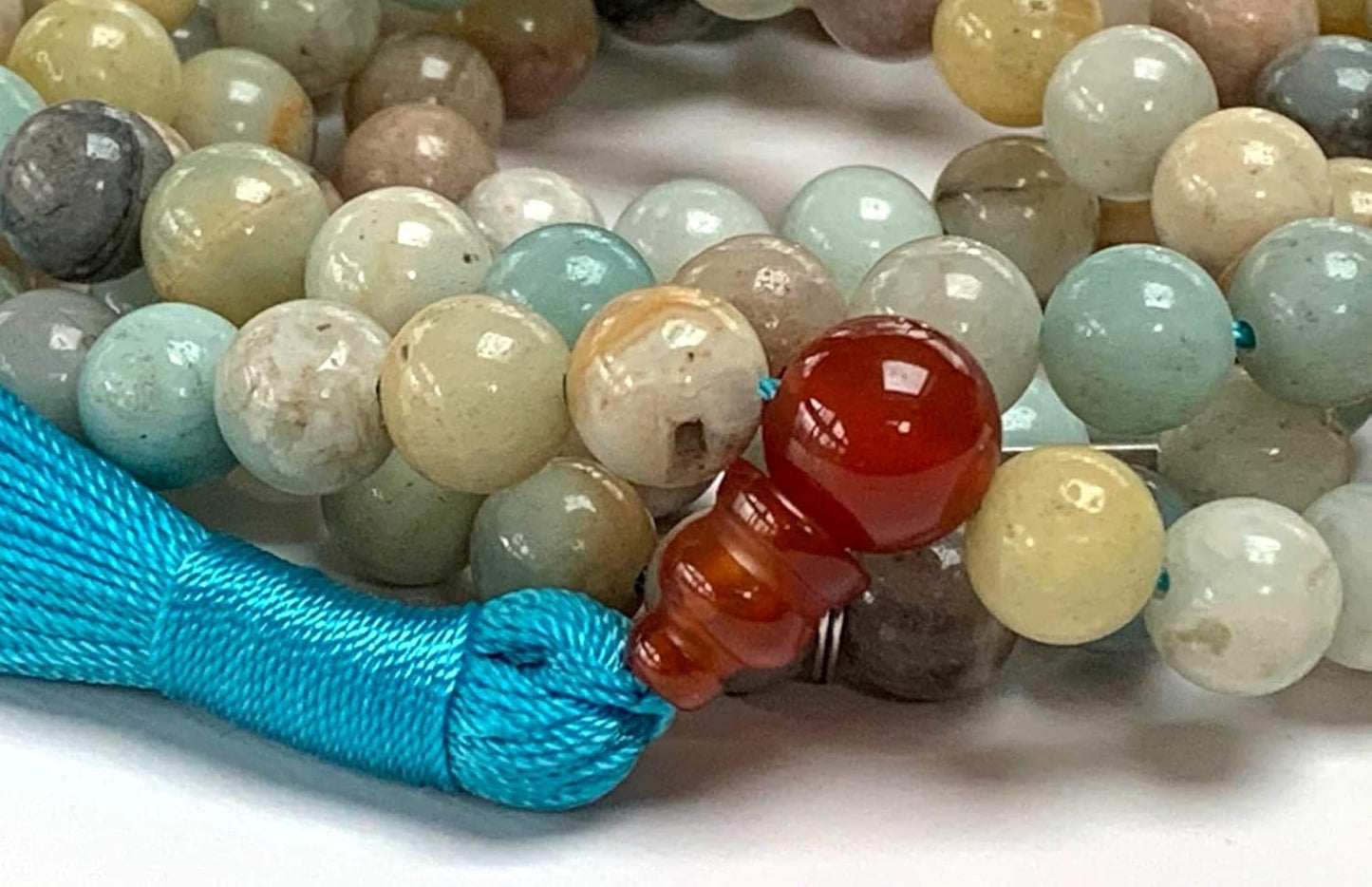 Amazonite Mala Necklace - Embrace Harmony & Communication - Gemini & Virgo Birthstone - Throat & Heart Chakra