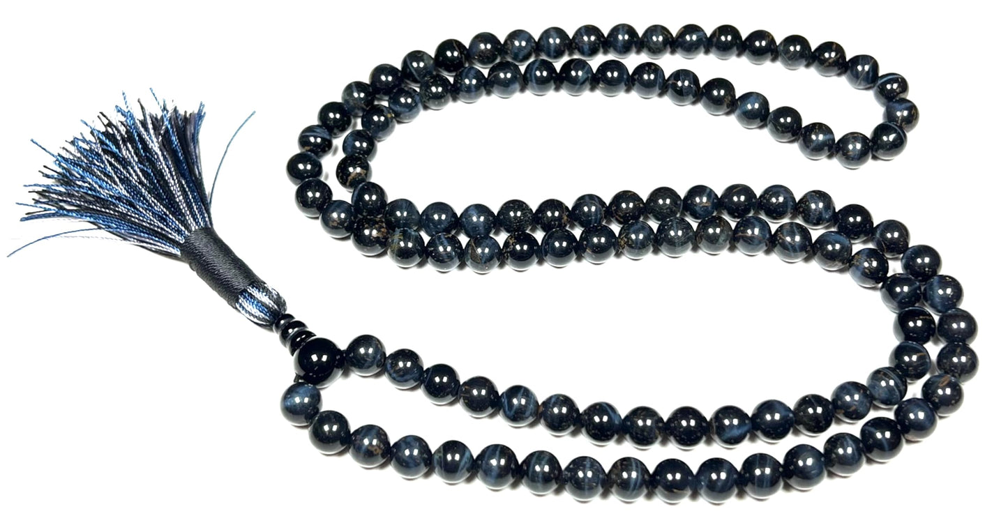 Handmade Tiger's Eye Mala Beads Necklace – 8mm 108 Beads – Multicolor Options – Solar Plexus Chakra & Zodiac Birthstones – Meditation Jewelry