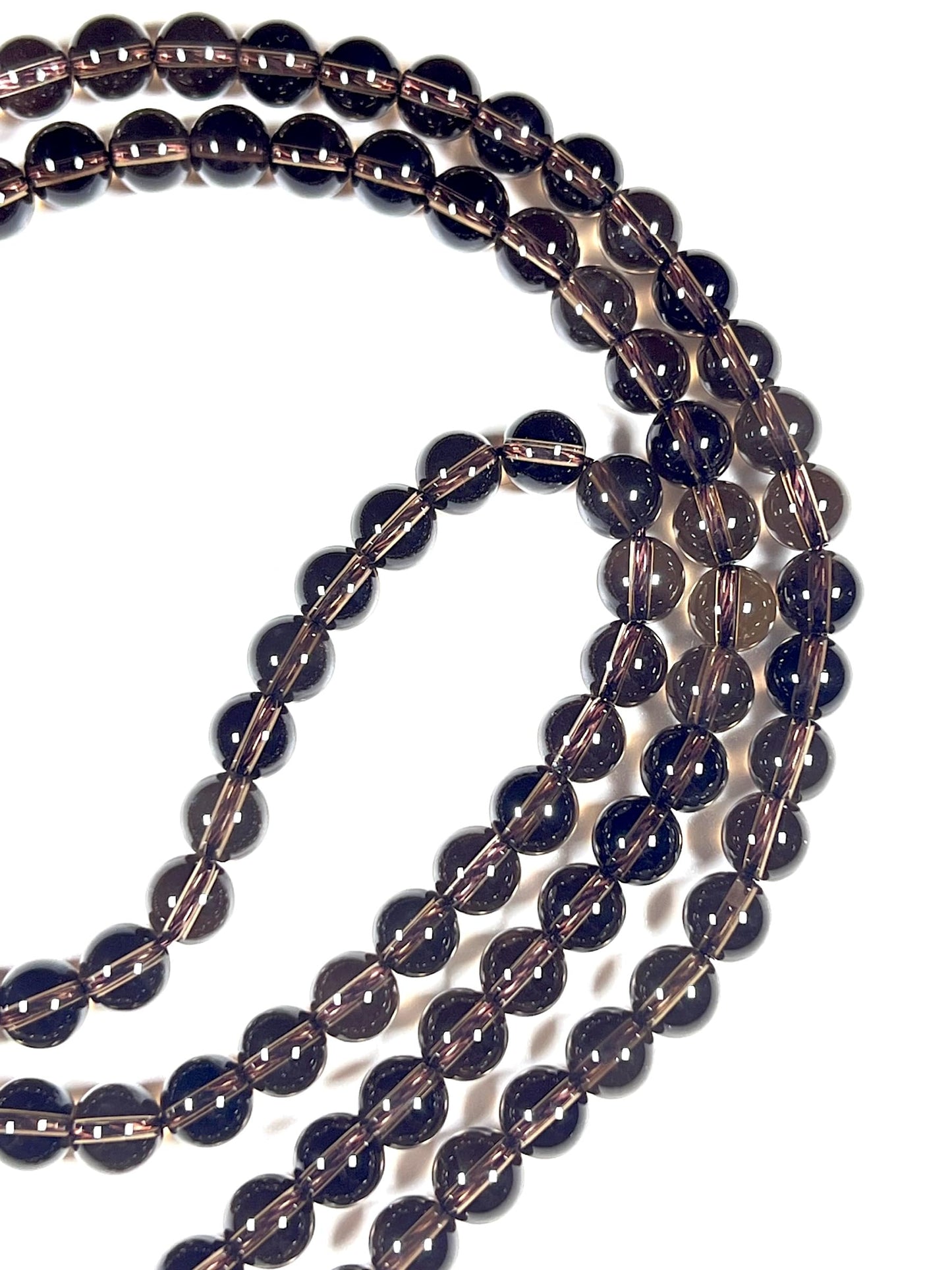 Handmade Smoky Quartz Mala Beads Necklace | 6mm & 8mm 108 Beads | Hand-Knotted Spiritual Energy Beads | Capricorn Birthstone & Root Chakra Connection