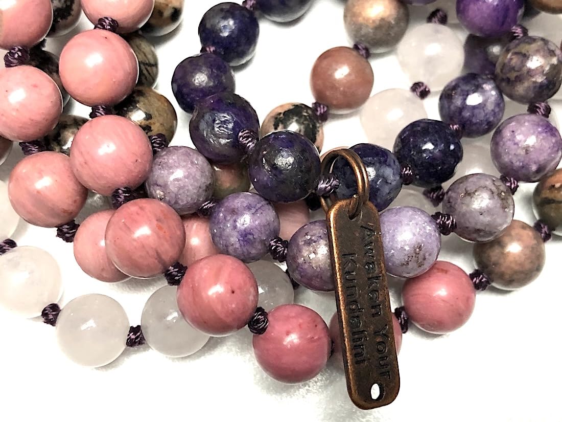 LUCEM Charoite Mala Necklace | Emotional Healing & Spiritual Alignment | Heart & Crown Chakra | Taurus & Libra Birthstones