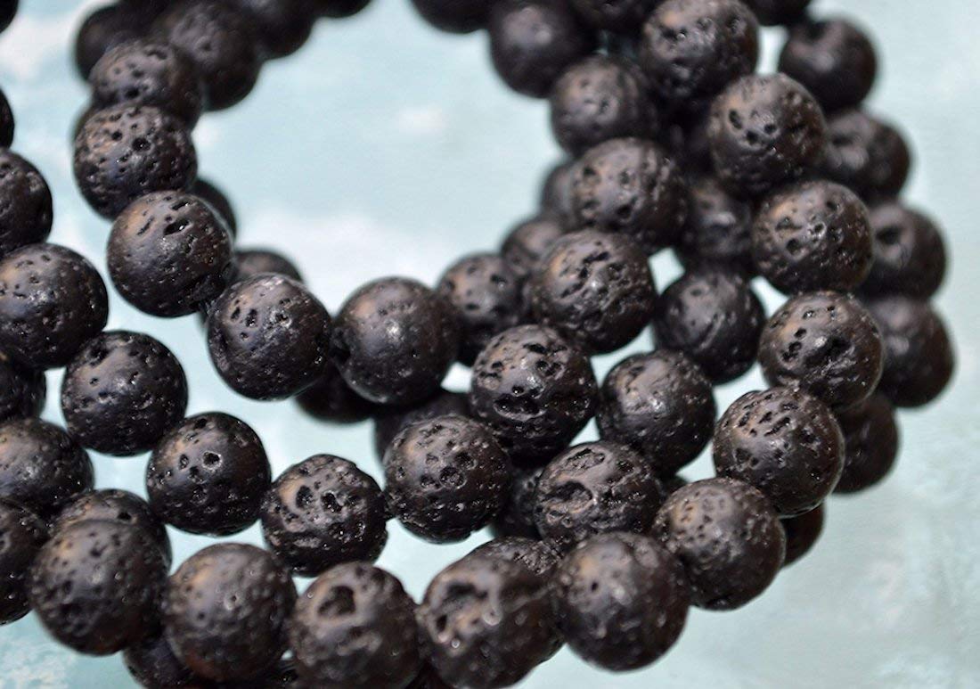 Handcrafted Lava Rock Mala Necklace 108 Beads Copper Skull VULCAN Fire Element Collection Grounding Protection EMF Shield Aromatherapy Meditation Jewelry AYK USA Volcanic Power