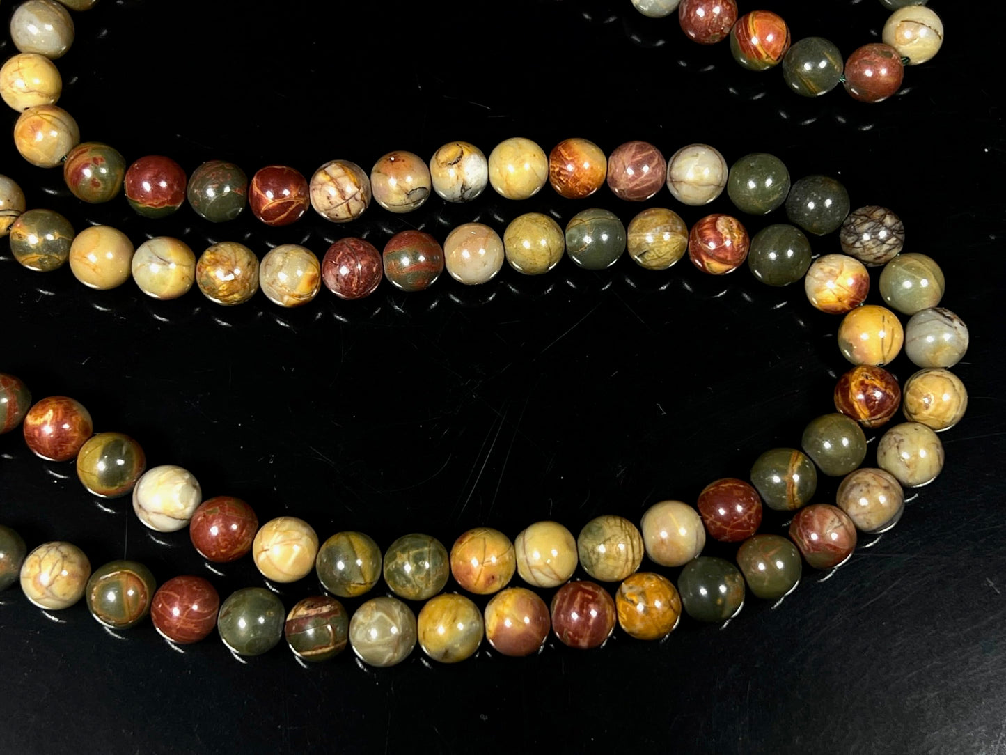 Natural Rhyolite Mala Beads Necklace - AAA Grade 8mm, 108 Beads – Sacred Meditation & Yoga Prayer Beads – Taurus Birthstone & Heart Chakra Energy Beads
