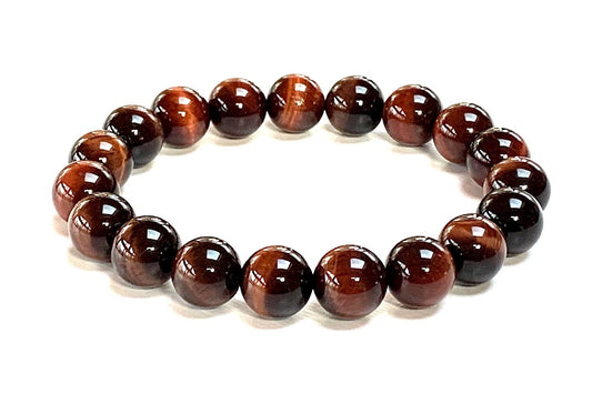 Handmade Red Tiger's Eye Stretch Bracelet - 10mm Beads - Scorpio Birthstone - Root Chakra