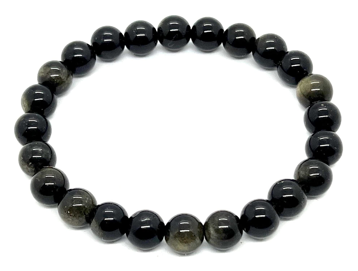 Golden Obsidian Beaded Stretch Bracelet - Embrace Protection & Strength