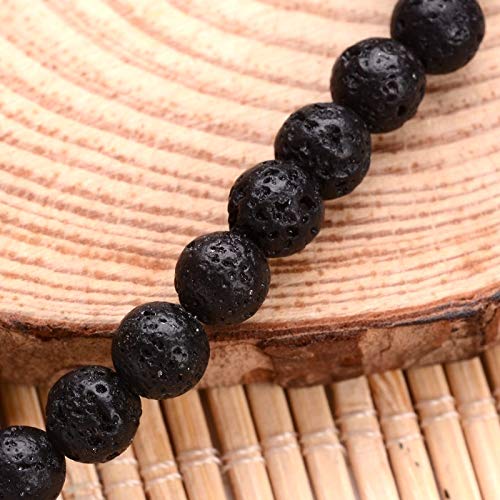 VULCAN Lava Stretch Bracelet with Om Charm | Grounding & Aromatherapy | 8mm