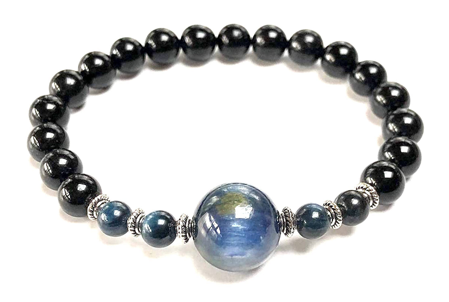 Black Tourmaline & Kyanite Stretch Bracelet | VESTA & ALIGN Collection