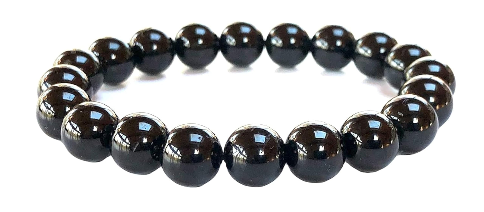 Main Product Shot: "Black Tourmaline Bracelet 8mm grounding beads VESTA collection root chakra protection jewelry"